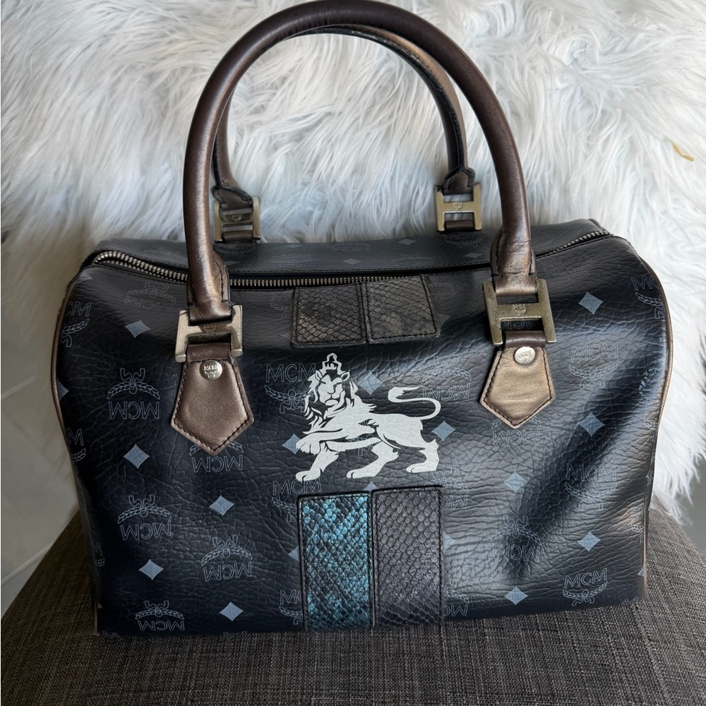 MCM vintage Black Lion Satchel